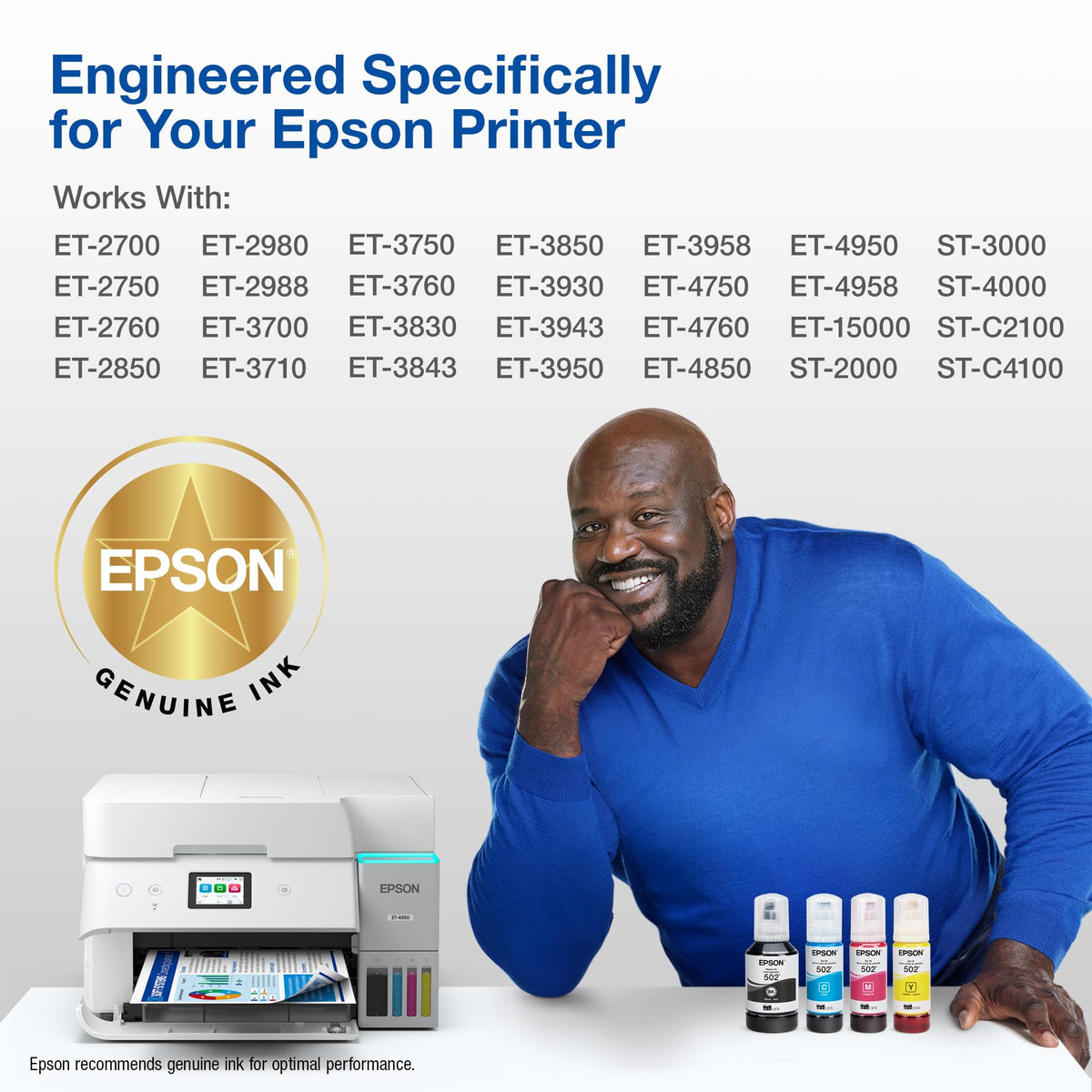 EPSON 502 EcoTank Ink Ultra-high Capacity Bottle Color Combo Pack Works with ET-2850, ET-2980, ET-2988, ET-3850, ET-3930, ET-3950, ET-4850, ET-4950 and other select EcoTank models