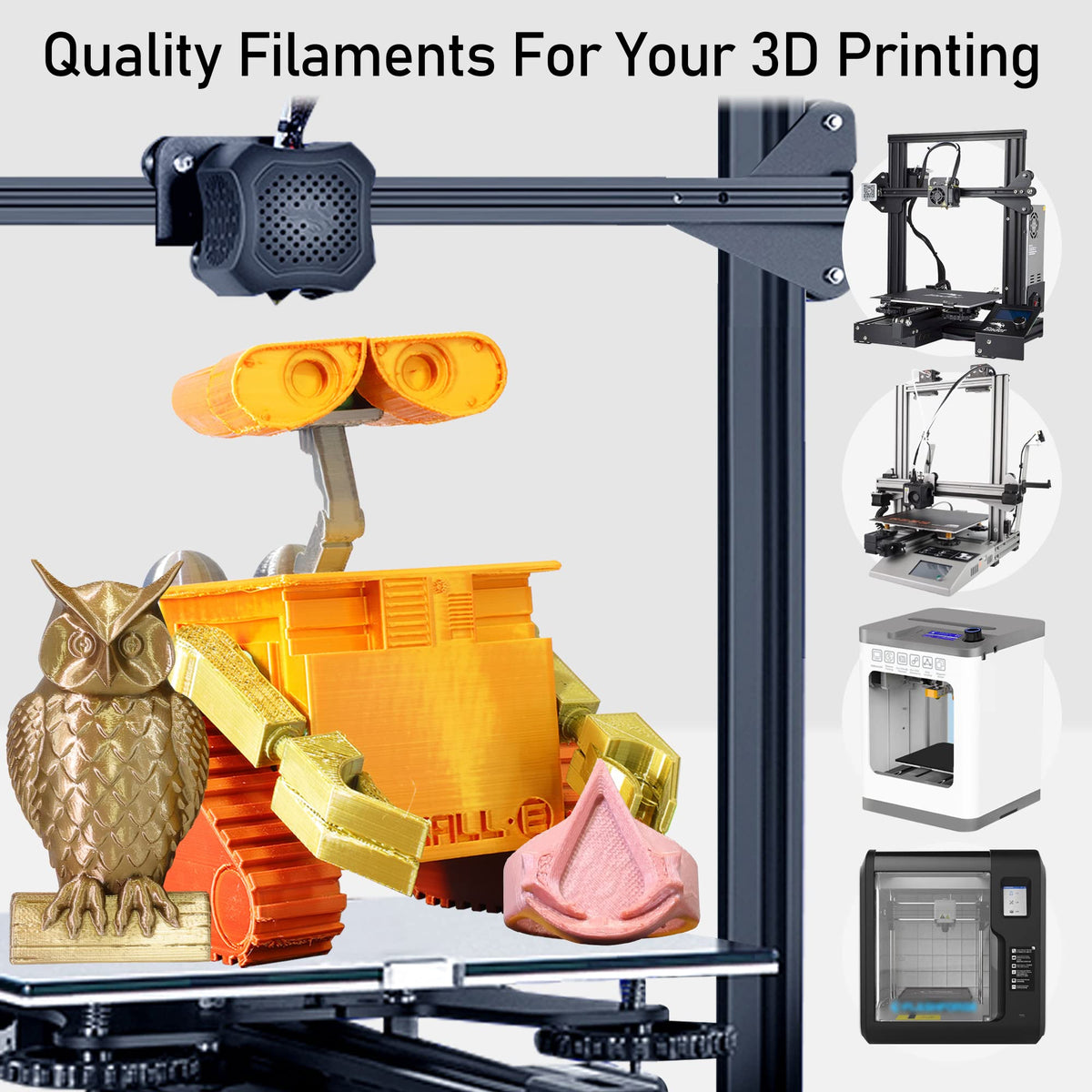 6 Spools 1.75mm Silk PLA 3D Printer Filament Bundle, 6 Metallic Shiny Colors