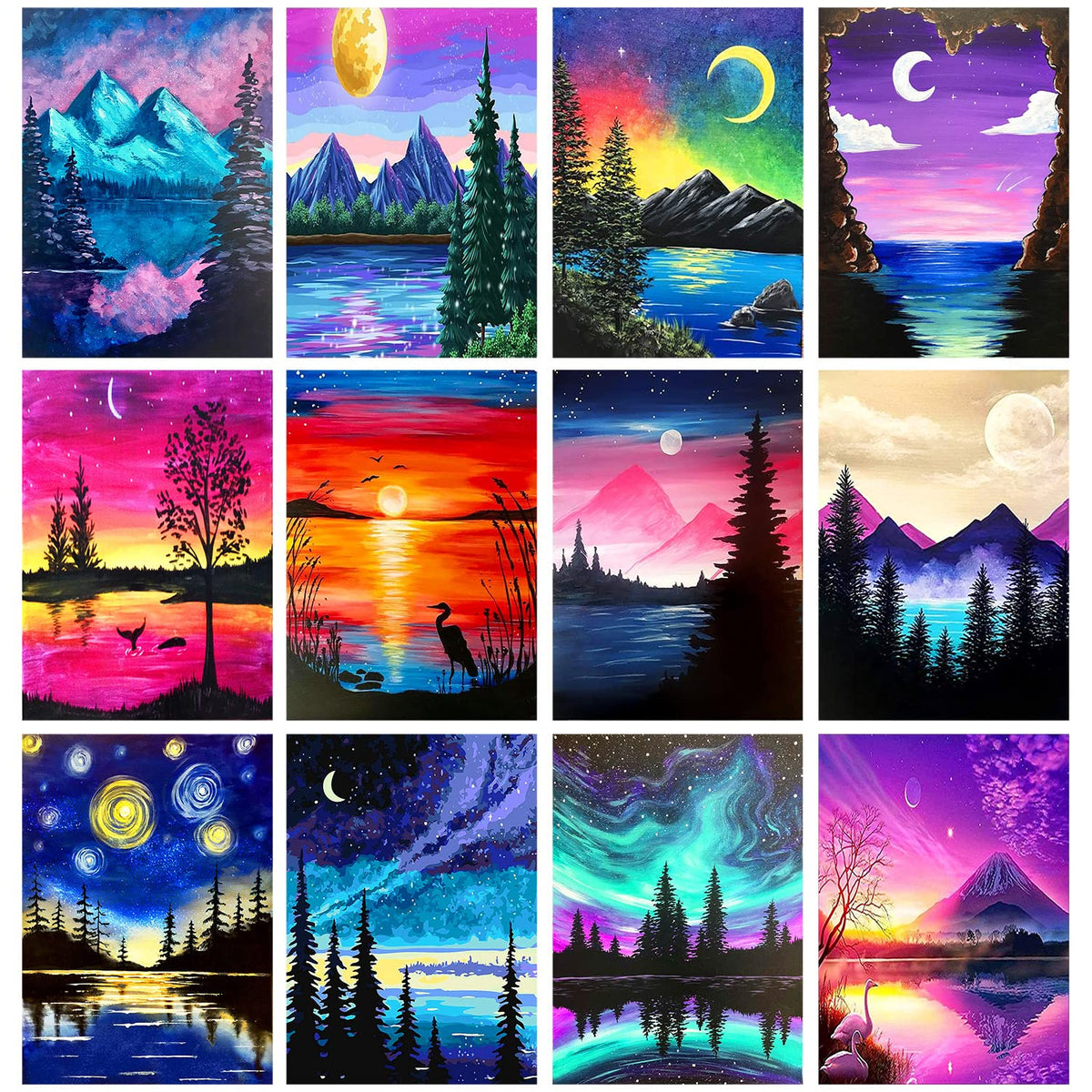 12 Pack Diamond Painting Kits, Paint by Number for Beginners, landscape