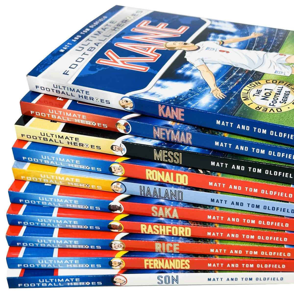 Ultimate Football Heroes Series 1 Collection 10 Books Set By Matt Oldfield, Tom Oldfield (Messi, Son , Neymar, Kane, Ronaldo, Fernandes, Rice, Rashford, Saka & Haaland)