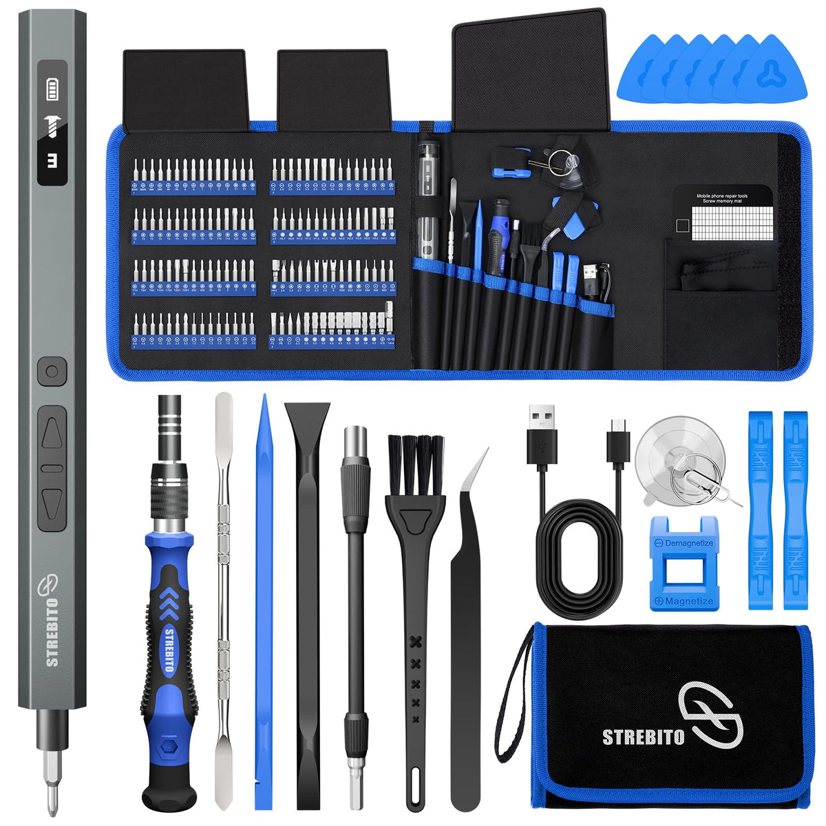 STREBITO 144-Piece Upgraded Electric Screwdriver