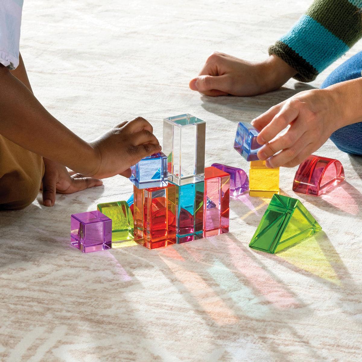 Guidecraft Acrylic Rainbow Unit Blocks - Foundation Set