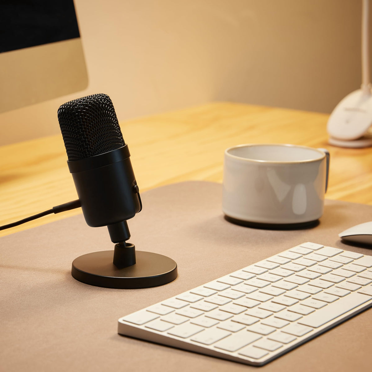 Microphone for PC, 360° Adjustable Stand, Plug and Play, 5.8" x 3.4", Black