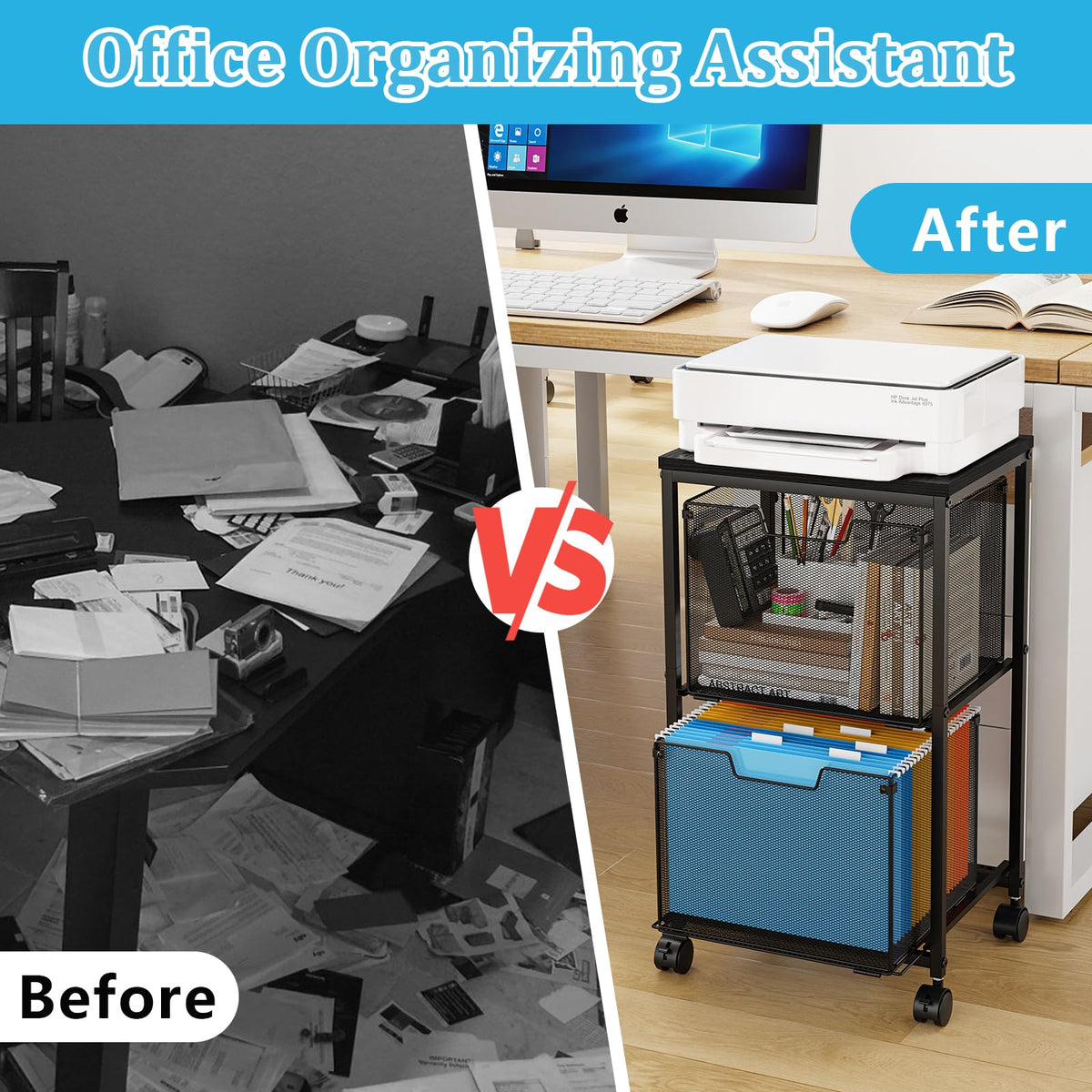 File Cart with 2 Storage Drawers
