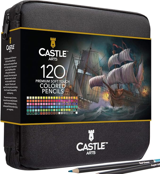 Castle Art Supplies 120 Coloring Pencils Zipper-Case Set