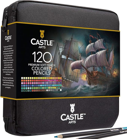 Castle Art Supplies 120 Coloring Pencils Zipper-Case Set