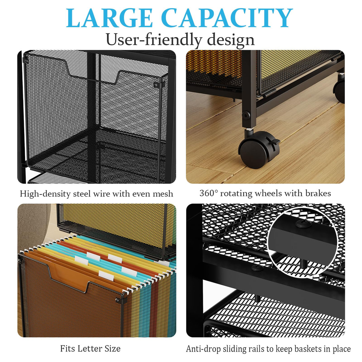 File Cart with 2 Storage Drawers