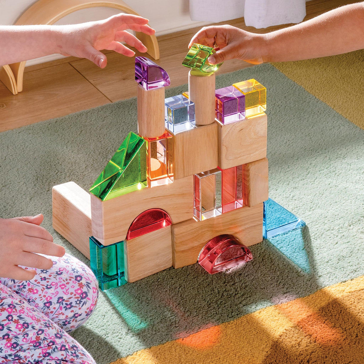 Guidecraft Acrylic Rainbow Unit Blocks - Foundation Set