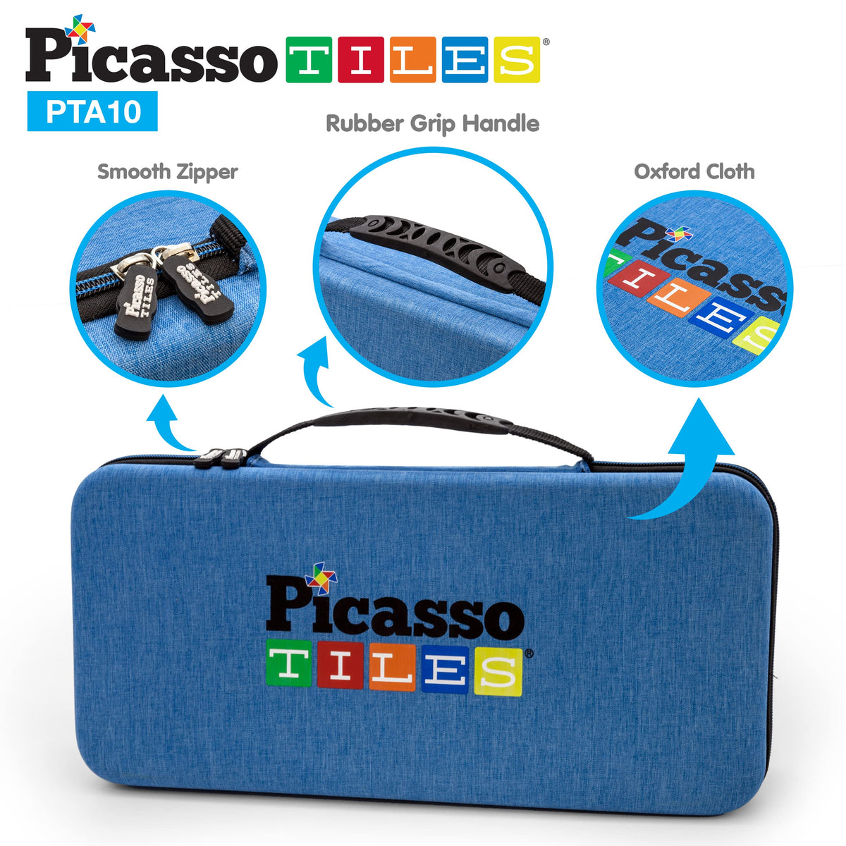 PicassoTiles 60PC Magnetic Tiles + Carry Case Bundle: STEAM Educational