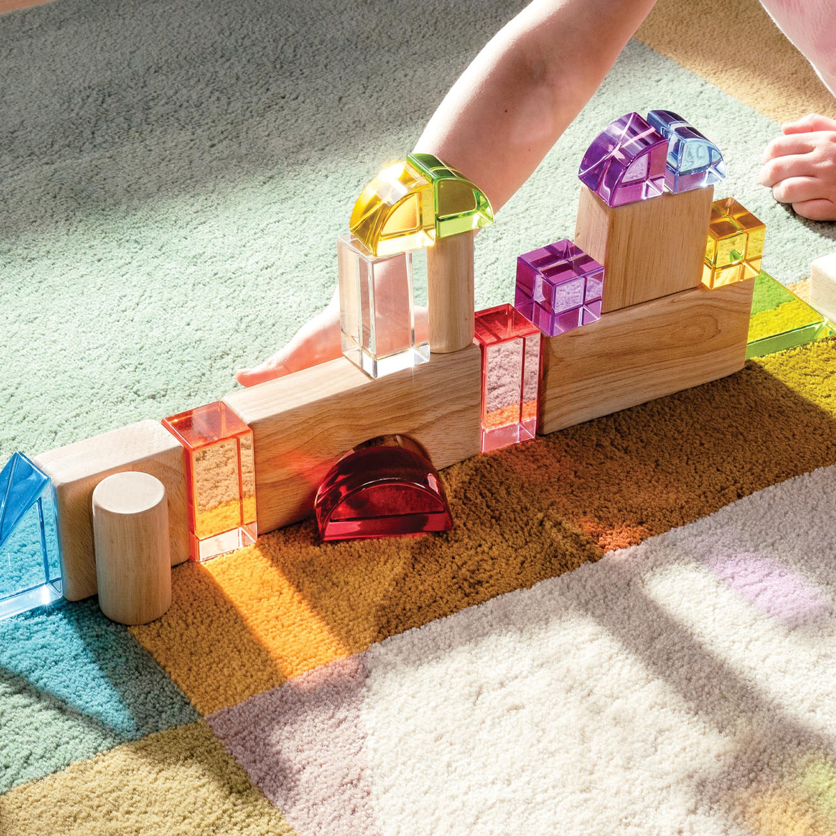 Guidecraft Acrylic Rainbow Unit Blocks - Foundation Set