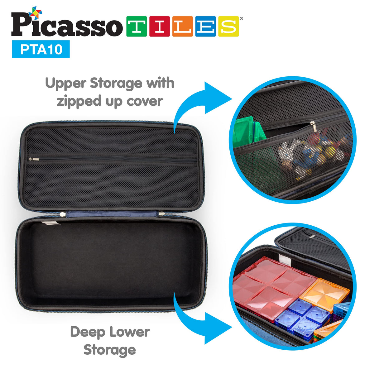PicassoTiles 100 PC Magnetic Mini Tiles + Carry Case: STEAM Educational